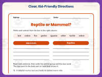 Mammal VS Reptile Worksheet – 3rd Grade Animals & Classification preview 4