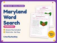 Maryland Word Search Worksheet – 3rd Grade States Practice preview