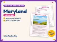 Maryland Worksheet – 3rd Grade States Practice + Answer Key preview