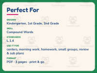 Match and List Compound Words Worksheet – 1st Grade Grammar Practice preview 6