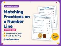 Matching Fractions on a Number Line Worksheet – 3rd Grade Number Lines preview