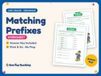 Matching Prefixes Worksheet – 2nd Grade Grammar Practice + Answer Key preview