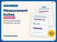 Measurement Inches Worksheet – 2nd Grade Math Practice + Answer Key preview