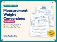 Measurement Weight Conversions Worksheet – 4th Grade Math Practice preview