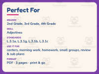 Memorial Day Nouns Verbs Adjectives Worksheet – 3rd Grade Grammar preview 6