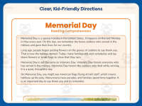 Memorial Day Reading Comprehension Worksheet – 2nd Grade Practice preview 4