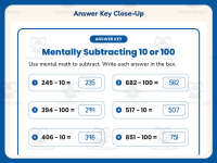 Mentally Subtracting 10 or 100 Worksheet – 2nd Grade Base 10 Practice preview 7