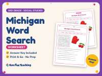 Michigan Word Search Worksheet – 3rd Grade States Practice preview