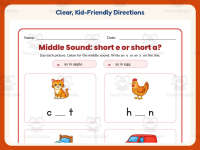Middle Sounds E or A Worksheet – Kindergarten Vowels Practice preview 4