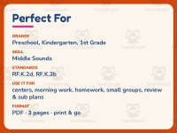 Middle Sounds E or A Worksheet – Kindergarten Vowels Practice preview 6