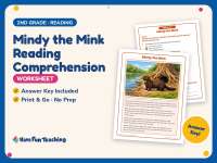 Mindy the Mink Reading Comprehension Worksheet – 2nd Grade Animals preview