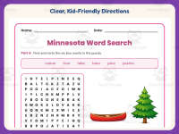 Minnesota Word Search Worksheet – 3rd Grade States Practice preview 4