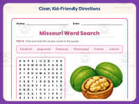 Missouri Word Search Worksheet – 3rd Grade States Practice preview 4