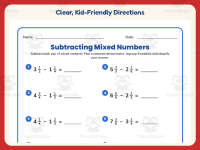 Mixed Numbers Subtraction Worksheet – 5th Grade Fractions Practice preview 4
