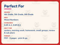 Mixed Numbers Subtraction Worksheet – 5th Grade Fractions Practice preview 6