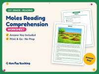 Moles Reading Comprehension Worksheet – 1st Grade Practice preview