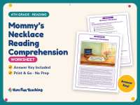 Mommy’s Necklace Reading Comprehension Worksheet – 4th Grade Family preview