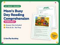Mom’s Busy Day Reading Comprehension Worksheet – 1st Grade Practice preview