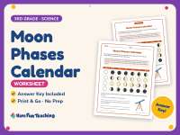 Moon Phases Calendar Worksheet – 3rd Grade Space Practice + Answer Key preview