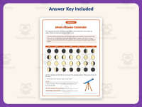 Moon Phases Calendar Worksheet – 3rd Grade Space Practice + Answer Key preview 3