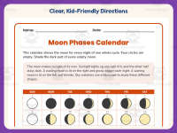 Moon Phases Calendar Worksheet – 3rd Grade Space Practice + Answer Key preview 4