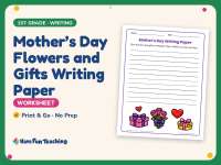 Mother’s Day Flowers and Gifts Writing Paper – 1st Grade Practice preview