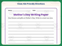 Mother’s Day Flowers and Gifts Writing Paper – 1st Grade Practice preview 4