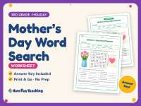 Mother’s Day Word Search Worksheet – 3rd Grade Holiday Practice preview