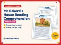 Mr Eckerd’s House Reading Comprehension Worksheet – 5th Grade Practice preview