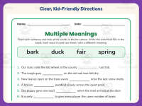 Multiple Meanings Words Worksheet – 3rd Grade Homophones Practice preview 4