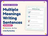 Multiple Meanings Writing Sentences Worksheet – 3rd Grade Homonyms preview