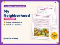 My Neighborhood Worksheet – 3rd Grade Community & People Practice preview