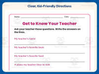 My Teacher Worksheet – 2nd Grade Back to School & Character Education preview 4