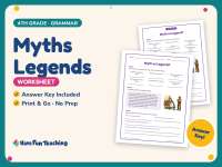 Myths Legends Worksheet – 4th Grade Genres & Story Elements Practice preview
