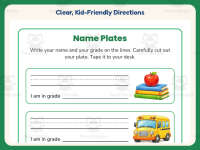 Name Plates Worksheet – 1st Grade Back to School Practice preview 4