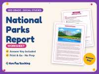 National Parks Report Worksheet – 3rd Grade History & People Practice preview