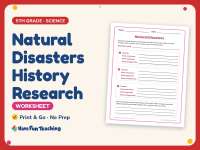 Natural Disasters History Research Worksheet – 5th Grade Science preview