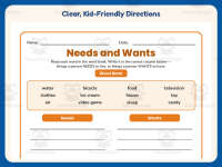 Needs and Wants Sorting Worksheet – 2nd Grade Environments & Resources preview 4