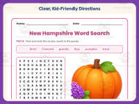 New Hampshire Word Search Worksheet – 3rd Grade States Practice preview 4