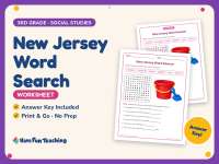 New Jersey Word Search Worksheet – 3rd Grade States Practice preview