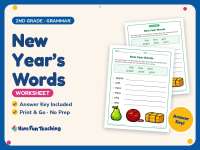 New Year’s Words Worksheet – 2nd Grade New Years Practice + Answer Key preview