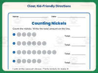 Nickels Circle Worksheet – 1st Grade Money Practice + Answer Key preview 4