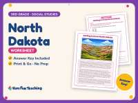 North Dakota Worksheet – 3rd Grade States Practice + Answer Key preview