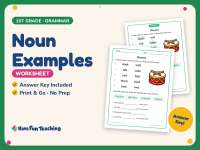 Noun Examples Worksheet – 1st Grade Nouns Practice + Answer Key preview