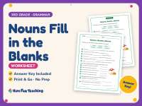 Nouns Fill in the Blanks Worksheet – 3rd Grade Grammar Practice preview