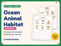 Ocean Animal Habitat Worksheet – 1st Grade Animals & Oceans Practice preview