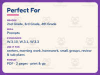 October Daily Journal Prompts Worksheet – 3rd Grade Journals Practice preview 6