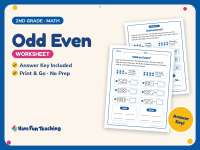 Odd Even Worksheet – 2nd Grade Even and Odd Practice + Answer Key preview