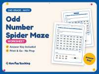 Odd Number Spider Maze Worksheet – 2nd Grade Even and Odd Practice preview