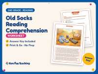 Old Socks Reading Comprehension Worksheet – 2nd Grade Practice preview